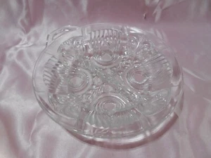Plato de caramelo/tuerca dividido con mango/colgador de vidrio transparente prensado vintage - Imagen 1 de 3