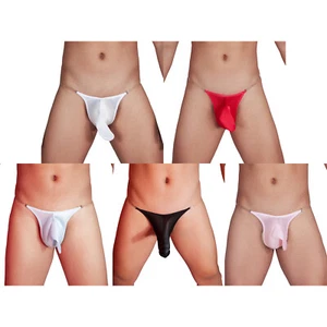 Mens T-back Pouch Thong Breathable G-string Erotic Underpants Oil Slik Panties - Picture 1 of 59