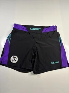 Century Martial Arts Shorts Size 6 Youth Black Purple Logo Grappling MMA UFC - Picture 1 of 6