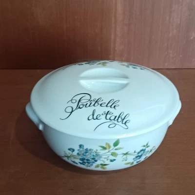 Poubelle De Table En Porcelaine L'Hirondelle, Mehun Sur Yevre, Motif Floral,1960 - Photo 1/4