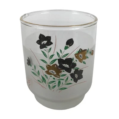 Taza de té japonesa de vidrio esmerilado de colección negra dorada flor Asagao Yunomi TC446 Foto 1 de 4