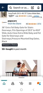 COMOMY 29.5-48.8" Wide, 36"-Extra Tall Baby Dog Safety Gate Pressure-Mount BLACK - Picture 1 of 5