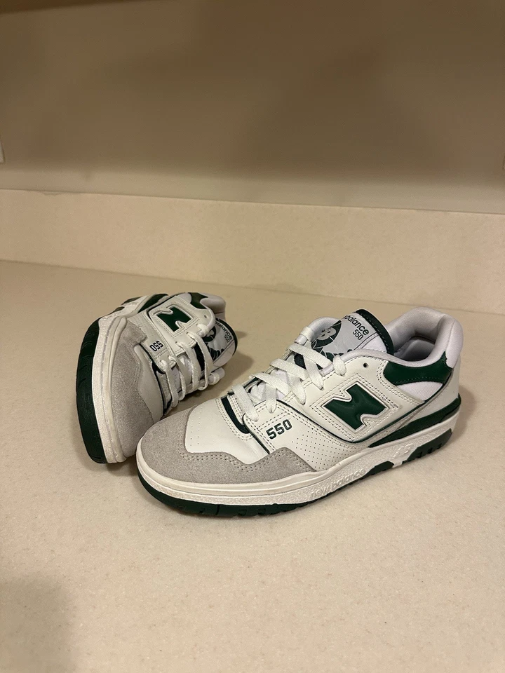 New Balance 550 White Green Leather Sneakers Shoes BB550WT1 Mens Size 7.5 - Image 1 of 4