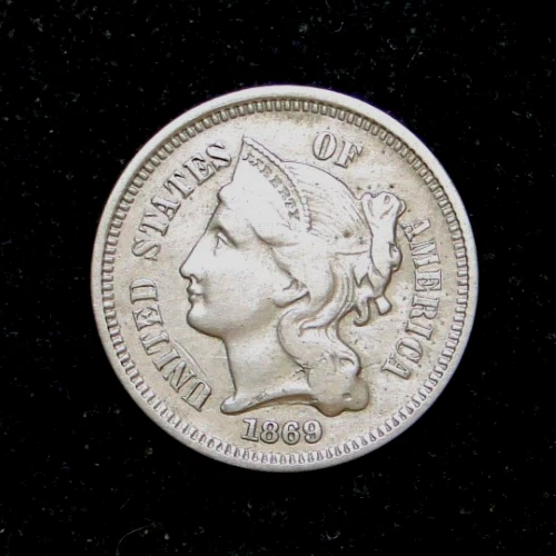 1869 THREE CENT NICKEL OLD U.S. TYPE COIN - Image 1 of 2