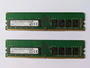 Micron 32GB 2 UDIMM X 16GB DDR4-2400T PC4-19200 CL17 ECC Desktop Server RAM Kit - Picture 1 of 1