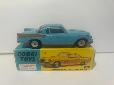 Corgi Toys 211 Studebaker Golden Hawk, Original Model, Vintage, Rare, REPO BOX. - Image 1 of 4