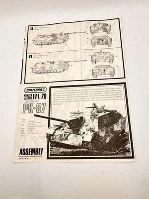 MATCHBOX Panzer Jaeger IV L/70 PK-87 Instructions Only 1:76 Scale Assembly - Image 1 of 3