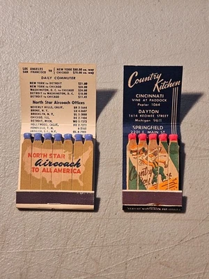 VINTAGE LOT OF 2 DIFF FEATURE MATCHBOOK NORTH STAR AIRCOACH ,COUNTRY BOY KITCHEN - Image 1 of 4