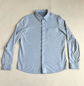 Camisa Lululemon Hombres Puerto Azul Comisión Abotonada Elastizada Manga Larga Preppy - Imagen 1 de 9