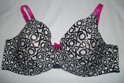 XOXO 40C Negro/Blanco Camiseta Sujetador Logo Todo Con Aros Ajustable Correas Rosa Foto 1 de 4