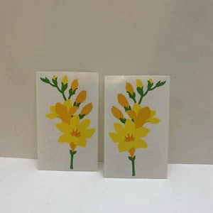 Mrs. Grossman's Vintage 1992 Stickers YELLOW FREESIA  Pink Flowers- 1 Sheet - Picture 1 of 1