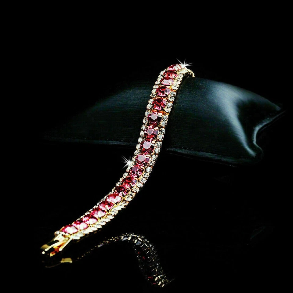 8.00 Ct Oval Cut Red Ruby Beauty Women's Tennis Bracelet 14k Yellow  Gold Finish - Image 1 of 4