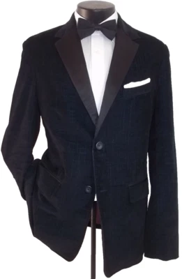 / Rinet Blue Metallic Pattern Velvet 2Button Cotton blend Tuxedo Jacket Coat 40R - Image 1 of 4