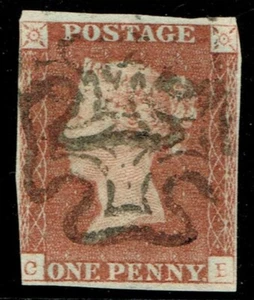 1841 1d Red Black Plate 5 CB MX STATE THREE Fine Used AS29c Cat. £300.00 - Picture 1 of 1