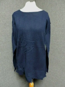 Woolovers Cashmere Blend Asymetric Boat Neck Jumper Navy UK S LN021 NN 06 - Picture 1 of 4