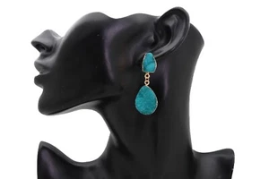Women Earrings Set Cute Gold Metal Dangle Turquoise Blue Color Fashion Jewelry - Picture 1 of 11