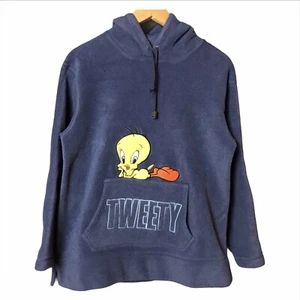 Felpa con cappuccio vintage Warner Brothers Studio unisex media tweety uccellino ricamata pile - Foto 1 di 6