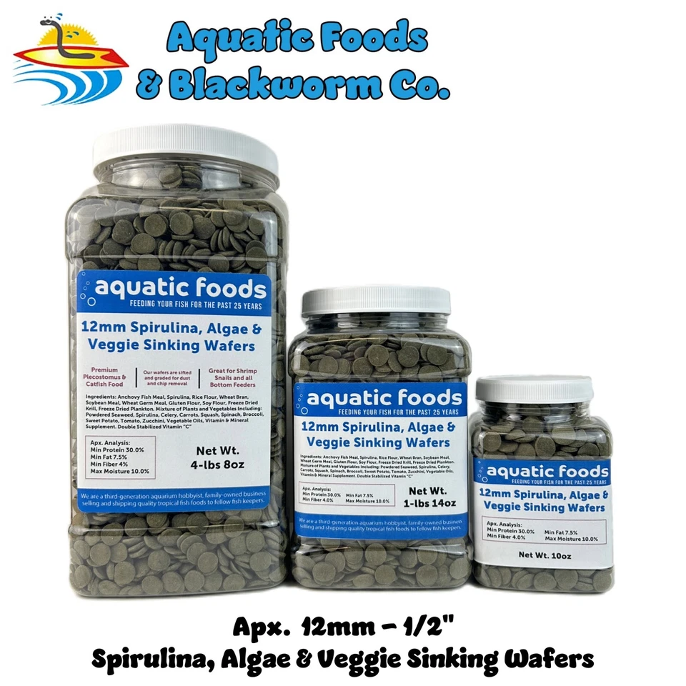 12mm - 1/2" Spirulina, Algae & Veggie Sinking Wafers for Bottom Feeders. WL-JAR - Image 1 of 4