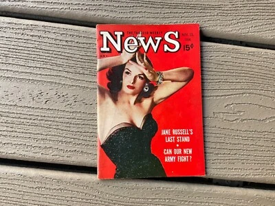 NEWS- VINTAGE COVER MAGAZINE - NOV,1954- Jane Russell, Marilyn Foto 1 de 4