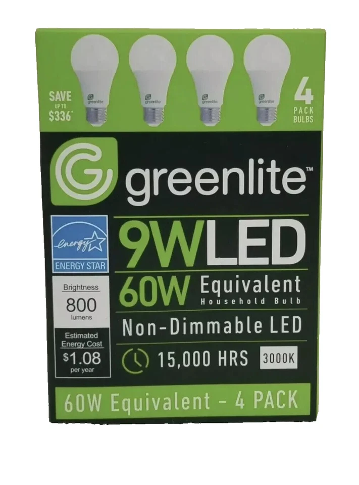 New 4 Pack 5000K DAYLIGHT 60W Equivalent Using 9W LED Indoor Non-Dimmable Bulbs! - Image 1 of 1