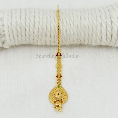 Head Gear (Tika) 22k sello oro amarillo hecho a mano head gear mang tika, OOS3239 Foto 1 de 4