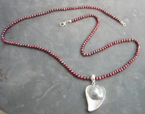 Cadena de perlas SWZ de 71 cm de largo violeta con colgante de diseño de perlas Mabe plata 925 - Imagen 1 de 12