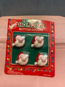 Happy Holidays 4 Silly Santas Plastic Button Covers - Picture 1 of 1