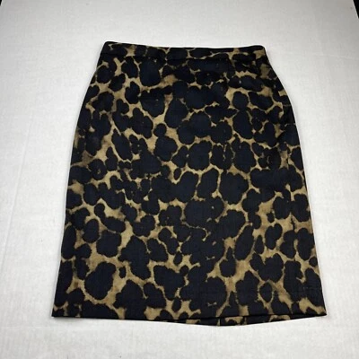 Elie Tahari Wool Blend Pencil Skirt Cheetah Print Knee Length Back Zip Size 6 - Image 1 of 4