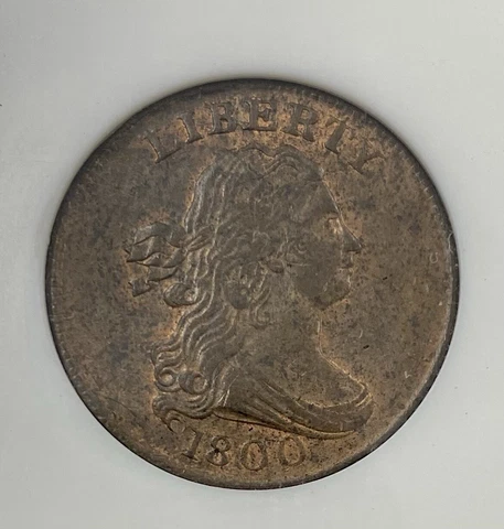 1800 Draped Bust Half Cent CAC NGC MS 61 Red Brown Cover