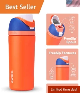 Kids FreeSip Insulated Stainless Steel Water Bottle with Straw, BPA-Free Spor... - Picture 1 of 6