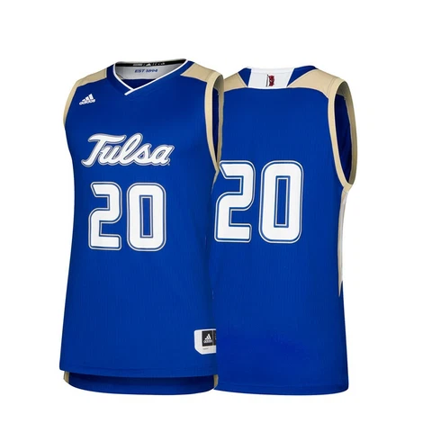 Tulsa Golden Hurricane  NCAA Adidas #20 Blue Replica Basketball Jersey Cover