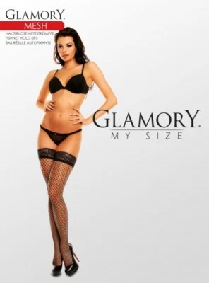 GLAMORY Mesh Halterlose Netzstrümpfe Gr. 40 - 62 in schwarz G-50352 - Bild 1 von 4