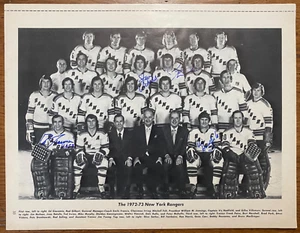 NY RANGERS firmado GIACOMIN, HADFIELD, VICKERS & STEMKOWSKI - AUTÉNTICO - Imagen 1 de 5