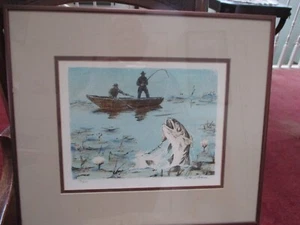 WM SLOAN LITHO "CATCH" FRAMED LIM ED PENCIL SIGNED & NUMBERED 159/250 W/COA - Picture 1 of 7