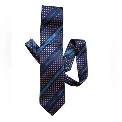 Gravata DANIEL DE FASSON masculina clássica roxa azul abstrata Corpcore Lux - Imagem 1 de 4