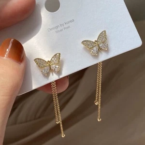 Butterfly Long Dangle Drop Earrings for Women Gifts,Butterfly Tassel Earrings - Picture 1 of 5
