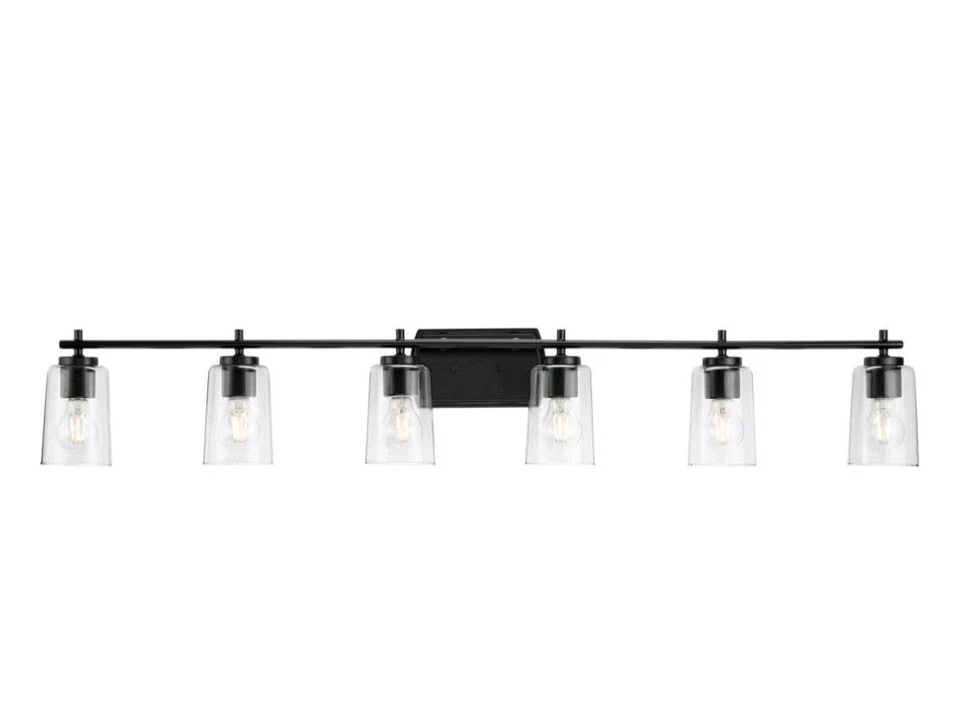 Adley 6 Light 49" Wide Bathroom Vanity Light with Clear Glass Shades Box Damaged - Image 1 of 4