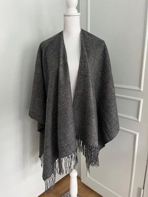 Poncho Worth New York a cuadros gris lana Foto 1 de 4
