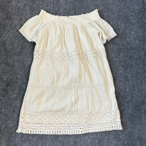 American Eagle Dress Women M Cream Off Shoulder Crochet Mini Coquette Clean Girl - Picture 1 of 10