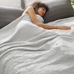 Ultra Soft Waffle Weave Blanket Washed Lightweight Breathable Cozy Woven Blanket - Picture 1 of 55