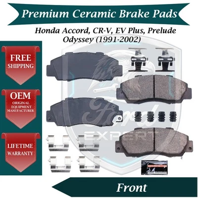 Kit de pastillas de freno delanteras de cerámica premium OE para Honda 1991-2002 garantía de por vida Foto 1 de 4