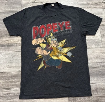 Camisa Popeye The Sailorman Para Hombre Talla Mediana Gris Dibujos Animados Manga Corta Camiseta Foto 1 de 4