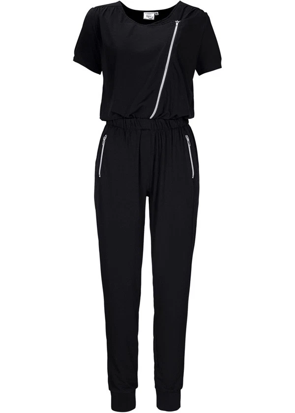 Overall schwarz 32 34 Damen Einteiler Kurzarm-Overall mit Reißverschluss 9.8434 - Bild 1 von 1