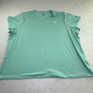 Under Armour US Womens Size 3X Tech Shirt Short Sleeve V-Neck Teal Gym Workout - Imagen 1 de 5