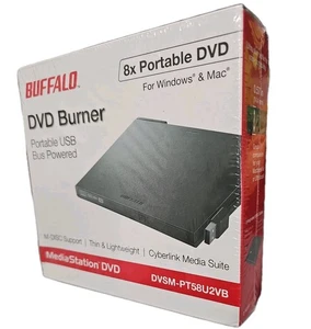 Buffalo DVD Burner Portable USB Ultra Slim, Windows & Mac DVSM-PT58U2VB - Picture 1 of 5