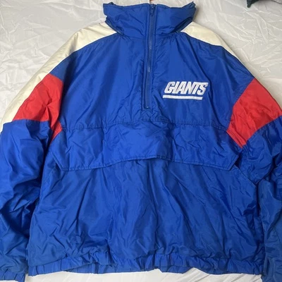 Vintage New York Giants Jacket Mens XXL Blue Starter Puffer Zip Up  NFL 90s - Image 1 of 4