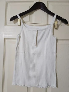 Top de camisola para mujer con textura de algodón blanco con 4 botones ribete dorado talla XS - Imagen 1 de 13
