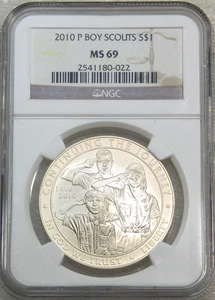 2010 Boy Scouts Silver Dollar NGC MS69 Blast White Gorgeous Luster, PQ #S195A - Picture 1 of 2