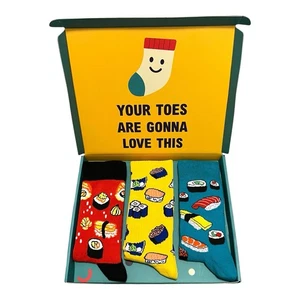 3 Pairs Gift Set for Sushi Funs Colourful Funny Unisex Socks - Picture 1 of 5