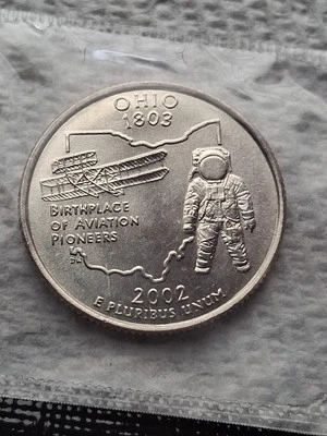 2002 D Ohio U.S. State Quarter- UNC from US Mint In Cellophan  - Image 1 of 2